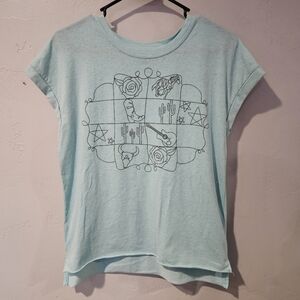 Cruel Denim Women's XS Light Blue Short Sleeve Graphic Tee Western Wire Cowgirl